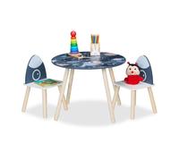 Relaxdays Meubles pour la Chambre de Bout de Chou, Table et 2 chaises, Design Spatial, Unisexes, Multicolores