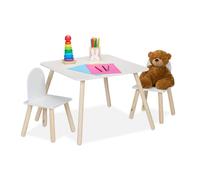 Relaxdays Meubles pour Votre Bout de Chou, Table et 2 chaises, Unisexes, pour la Chambre d'enfant, Blanc et Nature