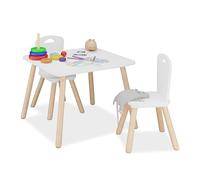 Relaxdays Meubles pour Votre Enfant, Table et 2 chaises, Unisexes, pour la Chambre de Bout de Chou, Blanc et Nature