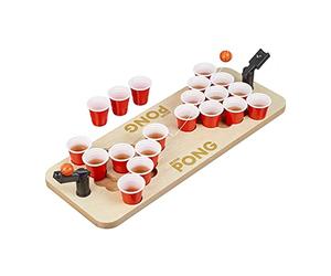 relaxdays Mini Beer Pong, Lot de Jeu à Boire, 25 gobelets Rouges, 4 cl, bière & Shots, 9 x 58 x 20 cm, Nature
