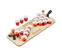 relaxdays Mini Beer Pong, Lot de Jeu à Boire, 25 gobelets Rouges, 4 cl, bière & Shots, 9 x 58 x 20 cm, Nature