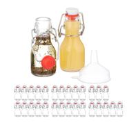 Relaxdays Mini bouteilles en verre, lot de 30, petites fioles à remplir, 50 ml, fermeture à étrier, transparent