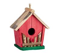 relaxdays Mini nichoir d’Oiseau, à Suspendre, pour Balcon & Jardin, Bois, Maison d’Oiseaux déco, 18 x 17 x 11 cm, coloré