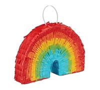 Relaxdays Mini pinata arc-en-ciel, piñata à remplir, pinata d'anniversaire ou de fête, à suspendre, HBT : 18 x 26 x 5,5 cm, colorée, 1 pièce
