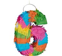 Relaxdays Mini Pinata Chiffre 6, Arc-en-Ciel, HxLxP: 20,5 x 15 x 4,5 cm, pour Enfants, à remplir, Multicolore