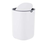 Relaxdays Mini poubelle de table ovale, couvercle pivotant, plastique, 16x11,5x11,5 cm, blanc, bureau