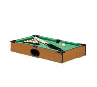 Relaxdays Mini table de billard mini billard jouet aspect bois 2 queues, boules, triangle craie, lxP: 51 x 31 cm, vert