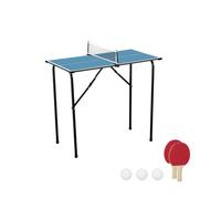 Relaxdays Mini table de ping-pong pliable 76x88x48 cm (HxLxP) MDF et acier bleue compacte intérieur