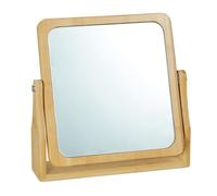relaxdays cosmétiques, 360° pivotant, carré, sur Pied, Maquillage, HLP 27x26,5x7 cm, Miroir de Table, Bambou