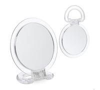 Relaxdays Miroir à poignée, lot de 2, deux faces, grossissement x2, à suspendre & poser, transparent