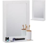 Relaxdays Miroir pour Salle de Bain, pour Le Mur, Support de Rangement, Cadre, rectangulaire, HxLxP: 55x40x12 cm, Blanc