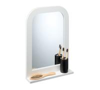Relaxdays Miroir de Salle de Bain avec Tablette, HxLxP : 54 x 38 x 8,5 cm, rectangulaire, Chambre, Couloir, Blanc