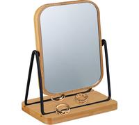 relaxdays Miroir de table avec cadre en bambou