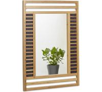 Relaxdays Miroir en bambou glace de salle de bain fixation murale en bois HxlxP: 70 x 50 x 2 cm cadre design décoratif accrocher