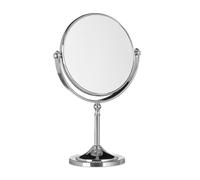 Relaxdays Miroir de maquillage grossissant à poser miroir rond pivotant sur pied double face HxlxP: 28x18x10 cm, argent