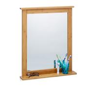 Relaxdays Miroir mural cadre en bambou