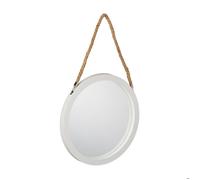 Relaxdays Miroir mural avec corde, à suspendre, diamètre de 35 cm, pour couloir, salle de bain ou salon, blanc - nature