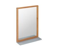 Relaxdays Miroir mural tablette, Glace décorative bois rectangulaire, entrée salle de bains, bambou & MDF, nature/gris, bambou, verre, MDF, Taille Unique