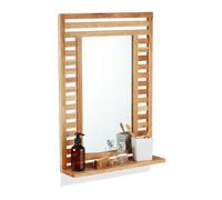 Relaxdays Miroir pour Salle de Bain, pour Le Mur, Support de Rangement, rectangulaire, HxLxP: 70 x 50 x 12 cm, Nature