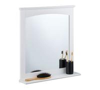 Relaxdays Miroir Mural, Surface de Rangement, pour la Salle de Bain ou l'entrée, H x L x P : 60 x 55 x 11 cm, Blanc