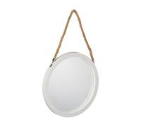Relaxdays Miroir Mural avec Corde, à Suspendre, diamètre de 35 cm, pour Couloir, Salle de Bain ou Salon, Blanc - Nature