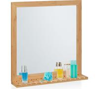 relaxdays Miroir mural en bambou avec tablette