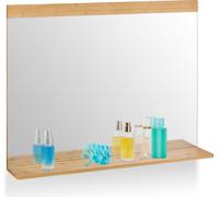 relaxdays Miroir mural en bambou avec tablette