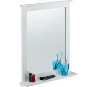 relaxdays Miroir mural en bambou blanc