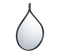 relaxdays Miroir Mural, Forme Goutte Eau, Cadre métal, HxL : 54,5 x 37 cm, entrée, Salle de Bain, Salon, Glace, Noir