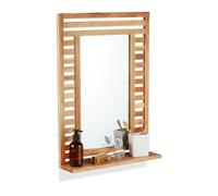 Relaxdays Miroir pour Salle de Bain, pour Le Mur, Support de Rangement, rectangulaire, HxLxP: 70 x 50 x 12 cm, Nature