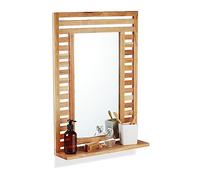 Relaxdays Miroir pour Salle de Bain, pour Le Mur, Support de Rangement, rectangulaire, HxLxP: 70 x 50 x 12 cm, Nature