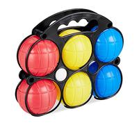 Relaxdays Mixte Pétanque Relaxdays boule de p tanque enfant 6x 3 couleurs plastique avec cochonnet tui transport se, multicolore, 1 paquet EU