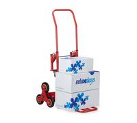 Relaxdays Monte-escalier jusqu’à 50 kg/150 kg, chariot, diable robuste, transport charges lourdes, 2 en 1, rouge