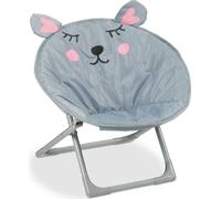 Relaxdays Moonchair Kinder, souris, pliable, h x l x p : 47 x 50 x 48 cm, chaise pour enfants à l'extérieur & à l'intérieur, fauteuil pour enfants, gris