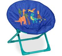 Relaxdays Fauteuil pour Enfant, Pliant, Dinos, H x L x P : 47 x 50 x 48 cm, pour intérieur ou extérieur, Bleu