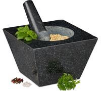 relaxdays Mortier angulaire avec pilon en granit