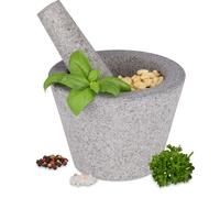 relaxdays Mortier avec pilon en granit