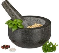 relaxdays Mortier en granit avec pilon 16 cm