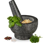 relaxdays Mortier en granit avec pilon grand
