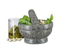 Relaxdays Mortier et pilon en granit poli cuisine