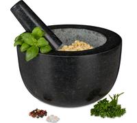 relaxdays Mortier rond avec pilon en granit