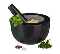 Relaxdays Mortier rond et pilon en granit