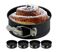 relaxdays Moule à charnière, petit, set de 5, Ø 12 cm, rond, antiadhésif, résiste à la chaleur jusqu’à 250 °C, noir