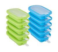 Relaxdays moules à Glace, Lot de 10, Faire des Glaces Maison, Moule Sucette glacée, Silicone, sans BPA, Bleu/Vert