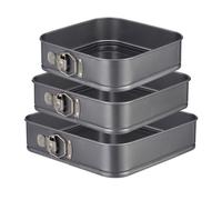 Relaxdays 10027891 gâteaux à charnière réglable carré, Set 3,antiadhésif, Moule à manqué démontable, 24, 26 & 28 cm, Gris, Anthracite