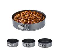 Relaxdays Moules à charnière, Lot de 4, Ronds, diamètre de 18, 20, 22, 24 cm, Acier Inoxydable, antiadhésif, Anthracite