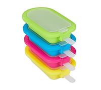 Relaxdays Moules à glace, lot pratique de 4, silicone, fait maison, sans BPA, crème glacée, vert/bleu/rose vif/jaune