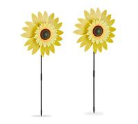 Relaxdays Moulin à de 2, Planter, H x L x P : env. 76 x 29 x 8 cm, pour Jardin et Balcon, Jaune