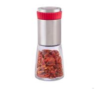 Relaxdays Moulin à Piment, Moulin à épices Inox, Salière Poivrier, Broyeur Fines Herbes 16 cm, rouge argenté