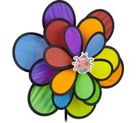 Relaxdays Moulin à vent, design fleur, pour jardin, balcon et terrasse, HLP : 86,5 x 36,5 x 14 cm, arc-en-ciel, coloré